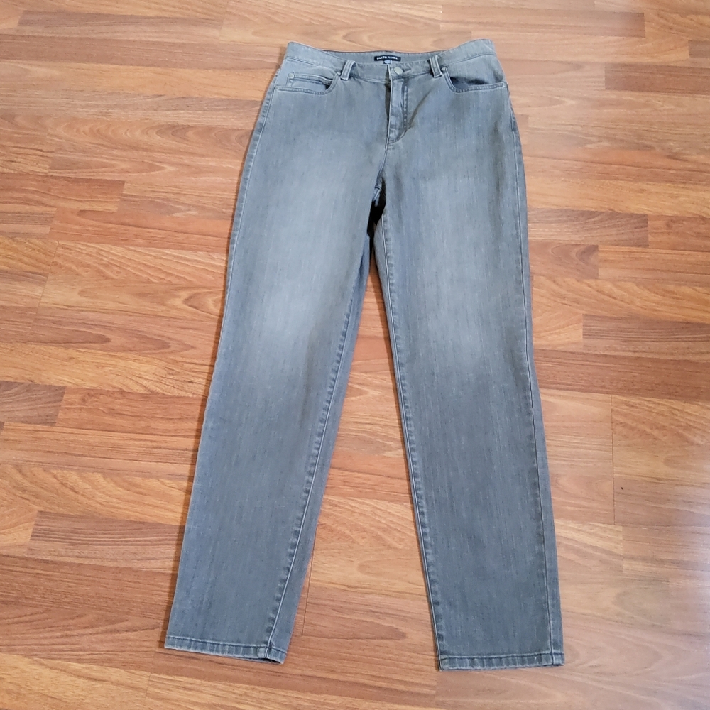 New Eileen Fisher High Waist Straight Leg Gray Denim Jeans Size S